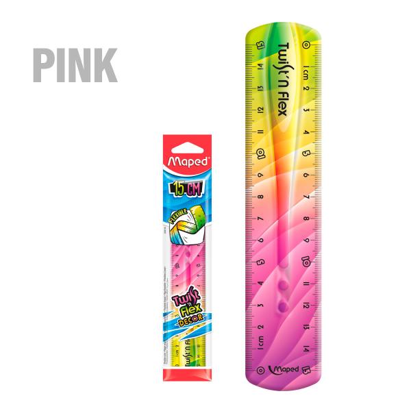 metrisk lineal 15 cm pink