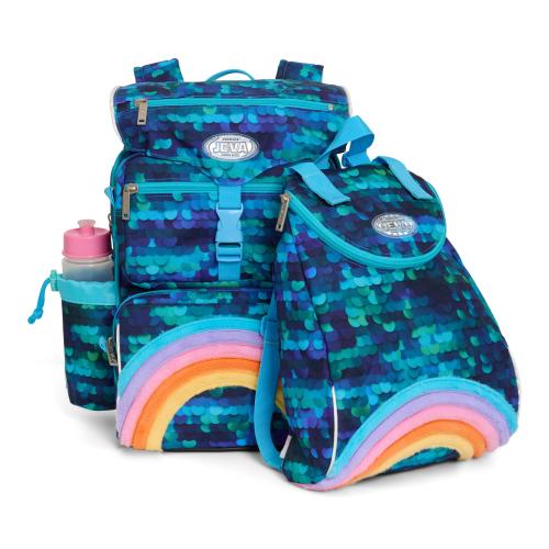 skoletaske med gymnastiktaske og drikkedunk